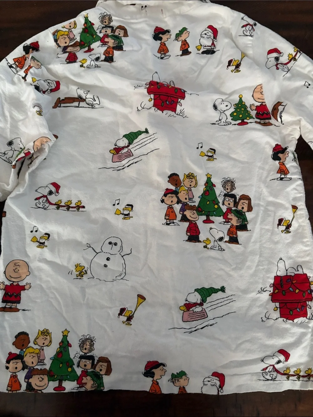 Peanuts White Kids Pajama Set with Holiday Character Print